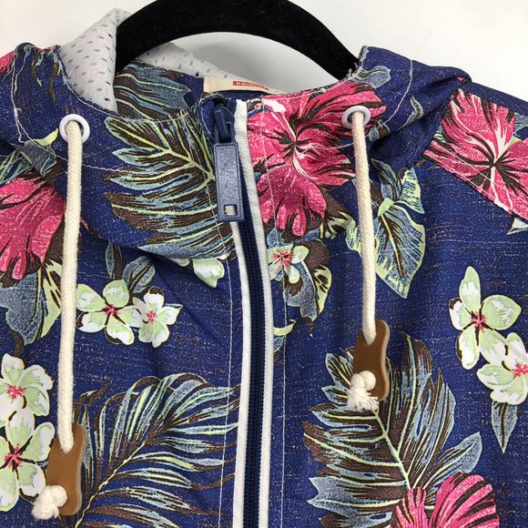 Bench floral navy windbreaker hooded full zip jacket size L (fits like small) - Picture 9 of 14